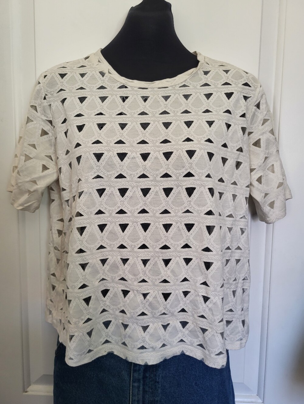 Vintage Women's White Cutout  Shirt